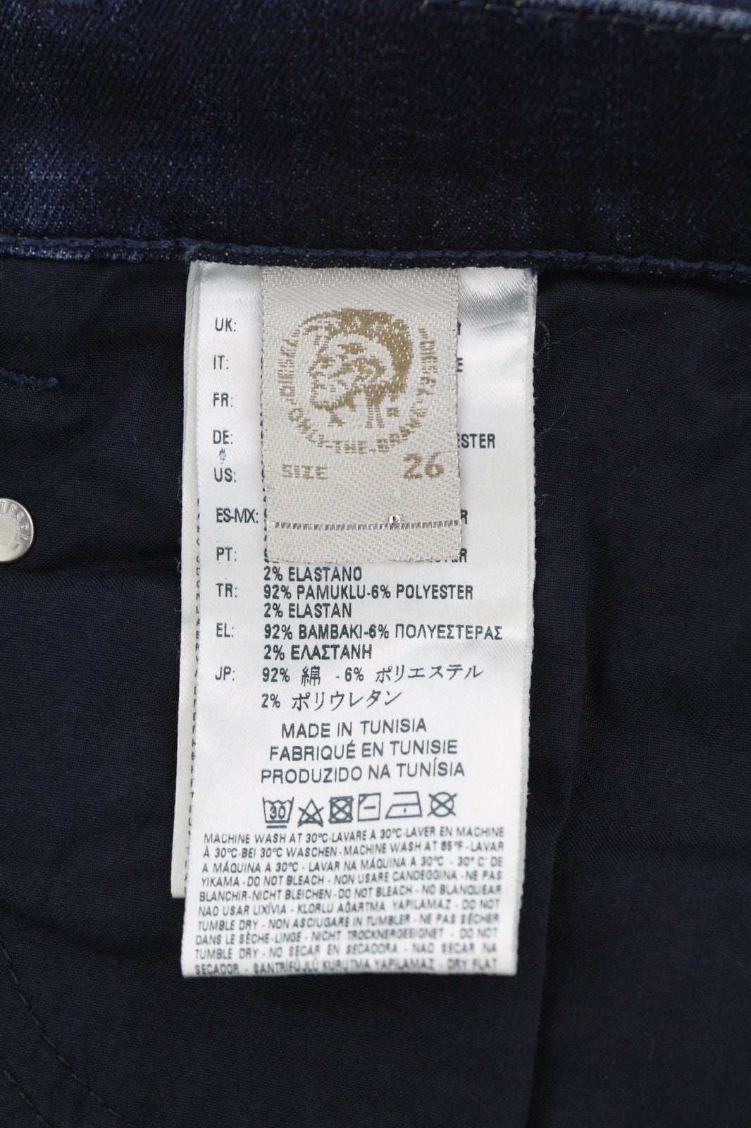 DIESEL Belthy-Ankle 0854T Women's Jeans W26 Slim Straight Low Waist Blue Denim