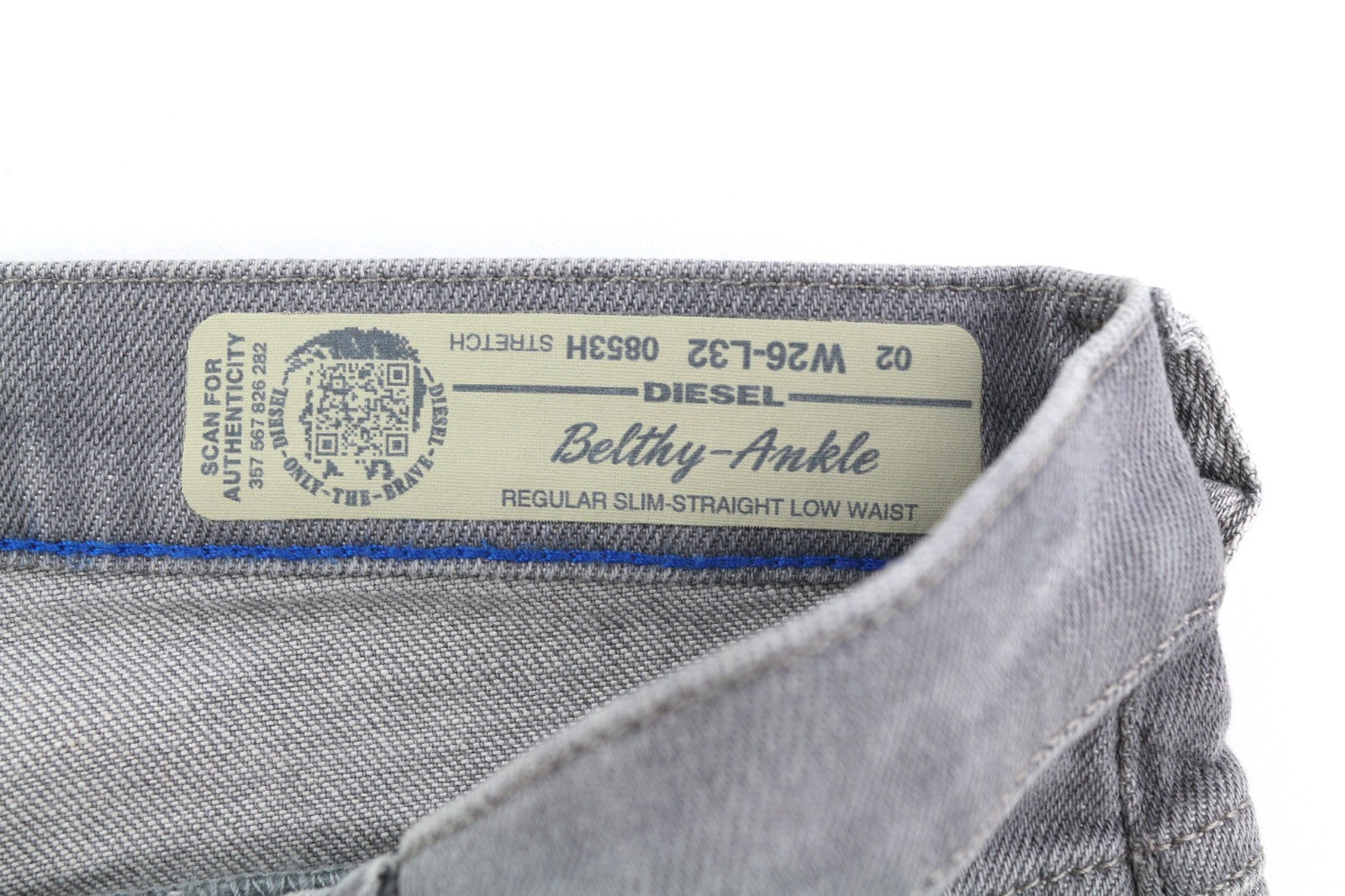 DIESEL Belthy-Ankle 0853H Women's Jeans W26/L32 Straight Slim Low Waist RRP200