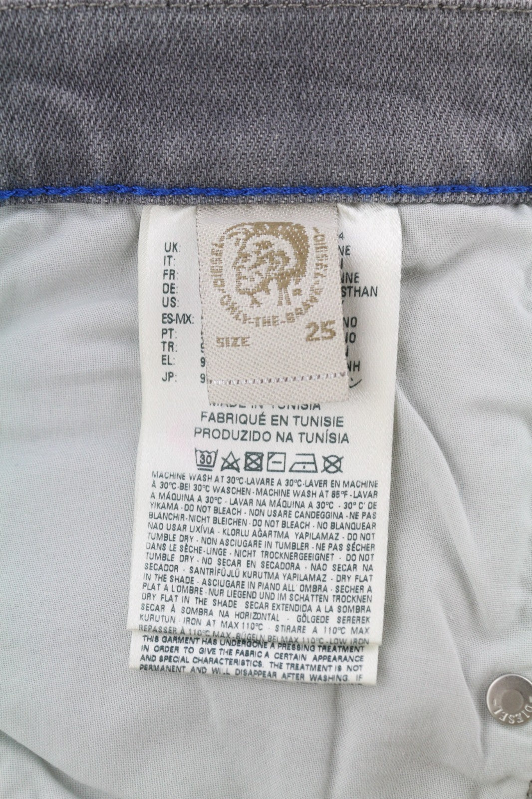 DIESEL Belthy-Ankle 0853H Women's Jeans W25/L32 Straight Slim Low Waist RRP200