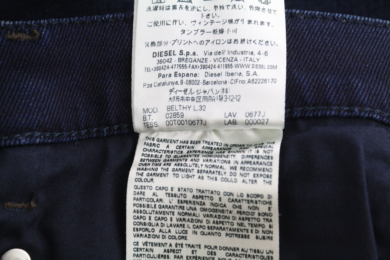 DIESEL Belthy 0677J Women's Jeans W25/L32 Slim Straight Stretch Low Waist Blue