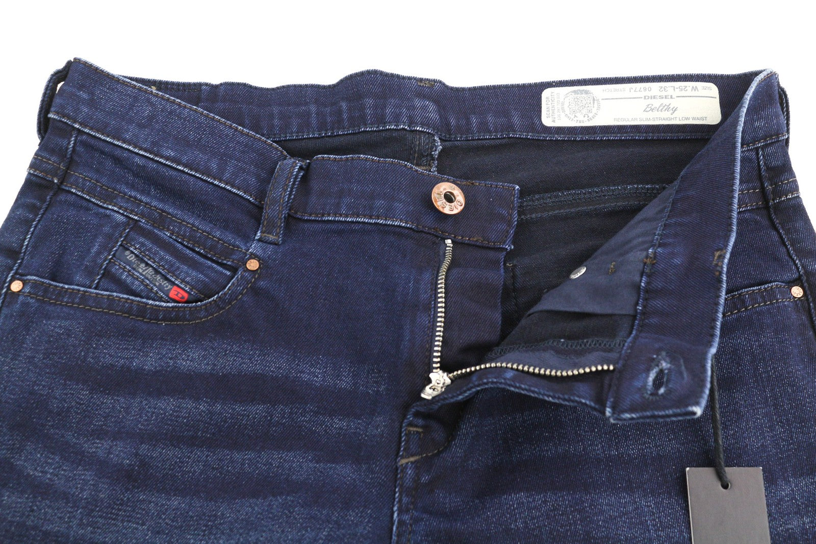 DIESEL Belthy 0677J Women's Jeans W25/L32 Slim Straight Stretch Low Waist Blue