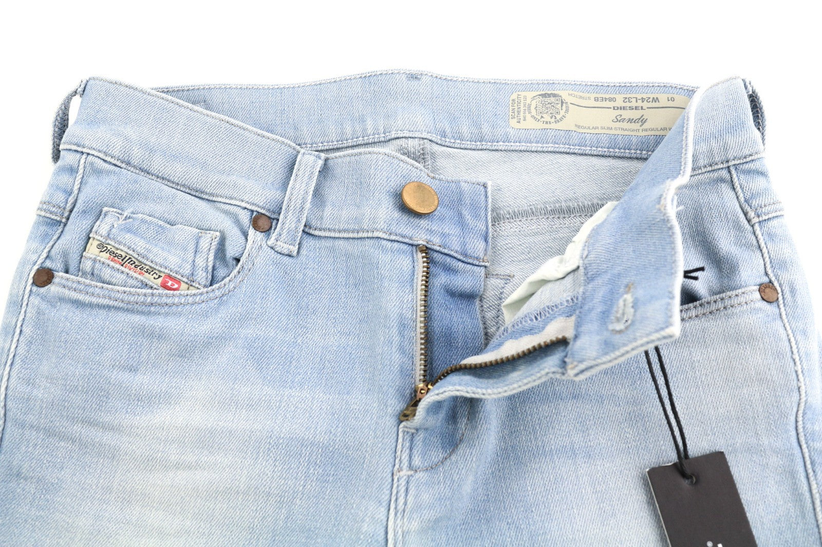 DIESEL Sandy 084EB Women's Jeans W24/L32 Slim Straight Regular Waist Blue Denim