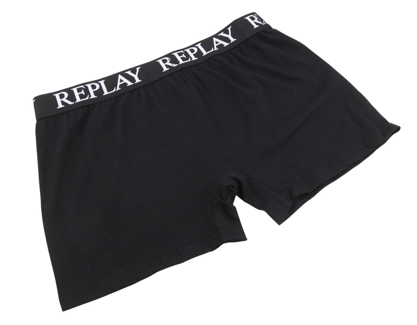 REPLAY Men Underwear M Black Red Logo Cotton Stretch Trunks 2 Pack