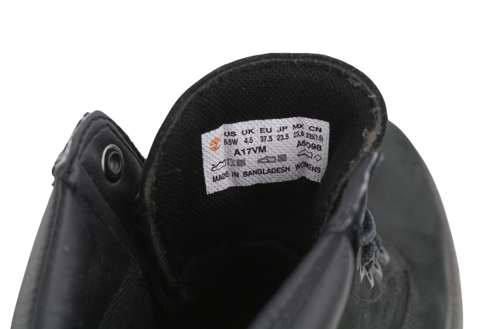 TIMBERLAND A17VM Women Boots EU37/37.5 Black Leather Waterproof Ortholite Laced