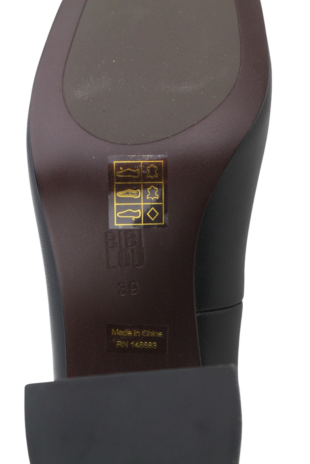 BIBI LOU Dennis Women Heels EU39 Black Leather Square Gold Tone Details Pumps