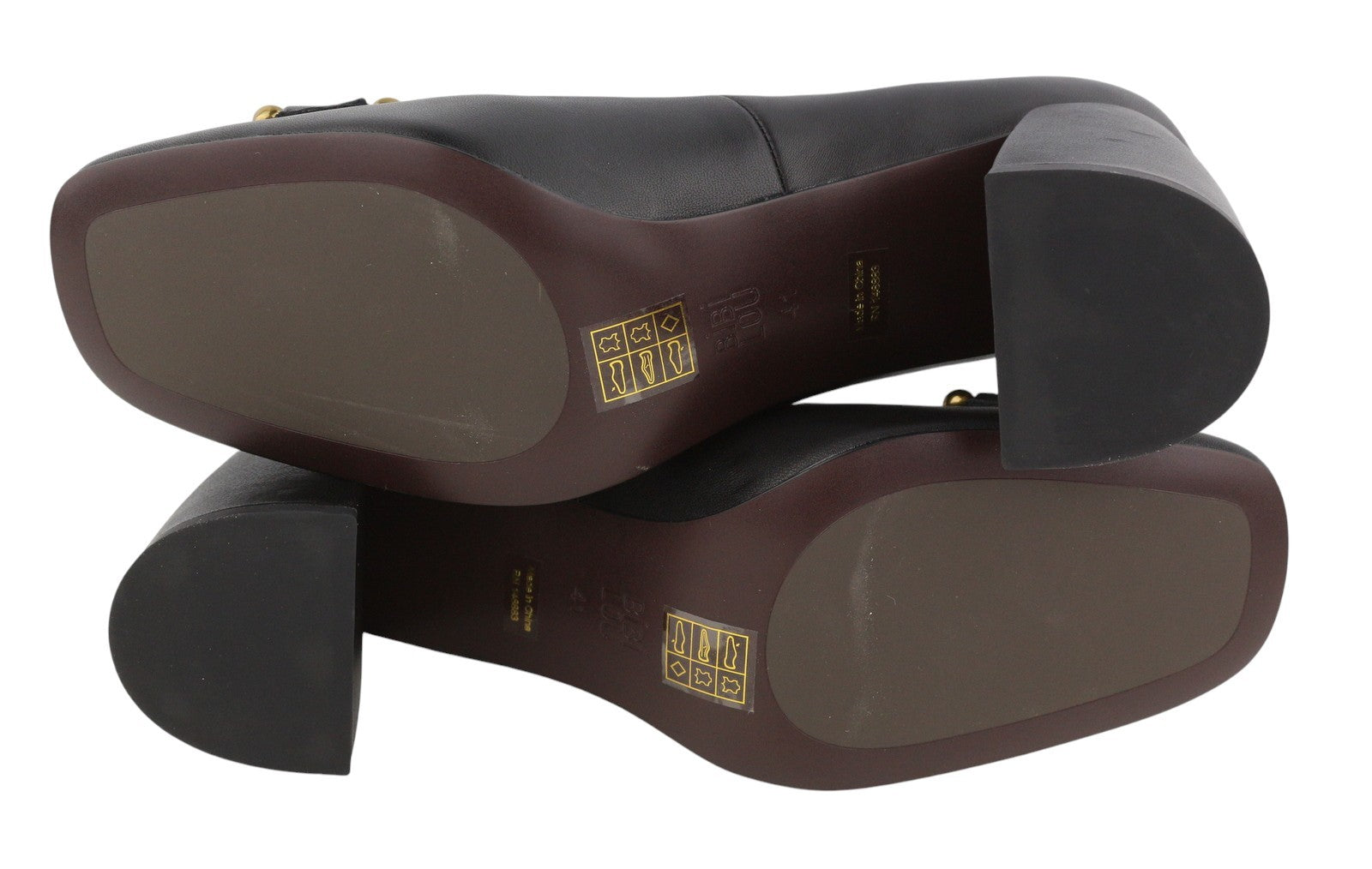 BIBI LOU Dennis Women Heels EU41 Black Leather Square Gold Tone Details Pumps