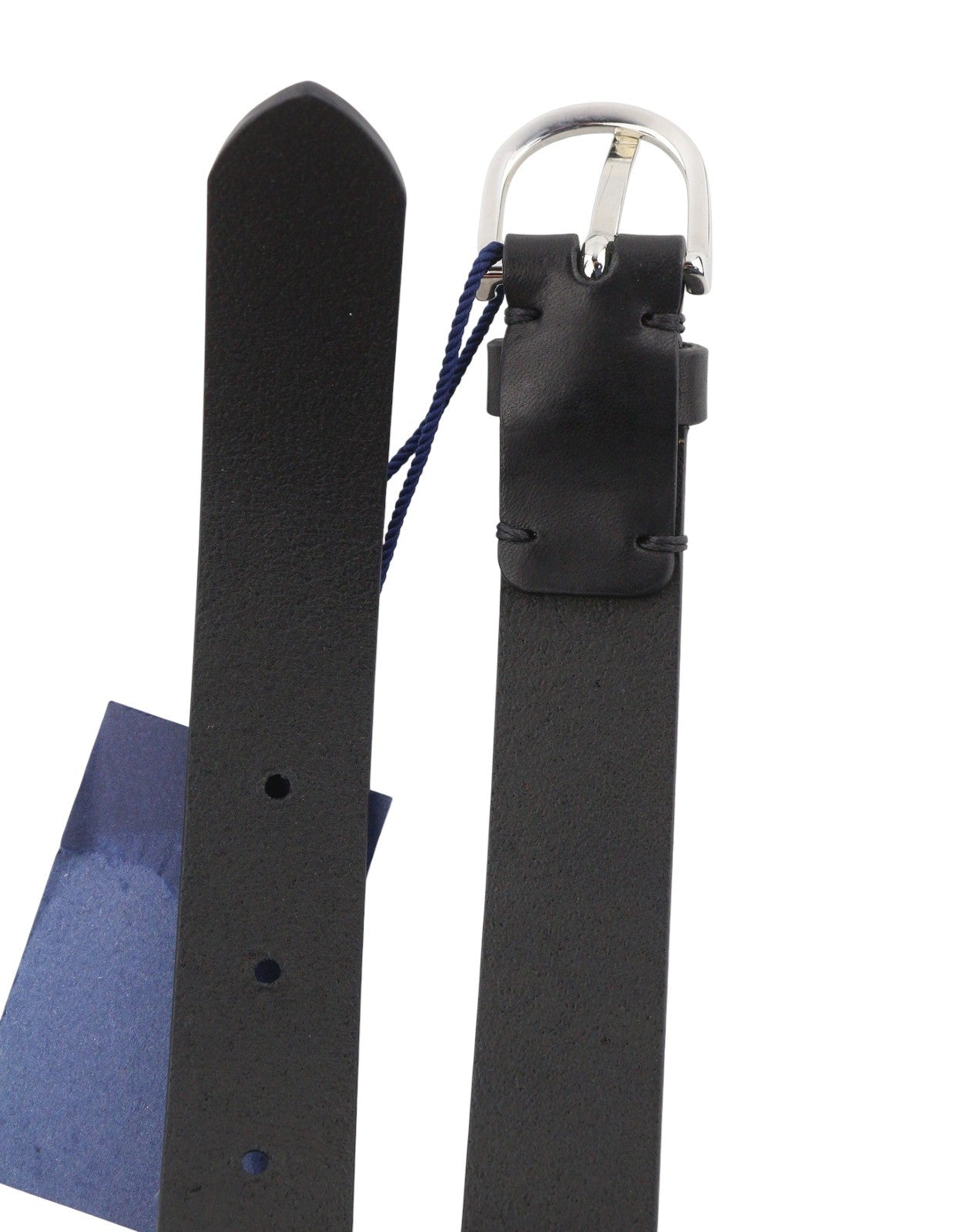 GANT Women Belt 95 CM Black Leather Silver Tone Buckle Logo Casual