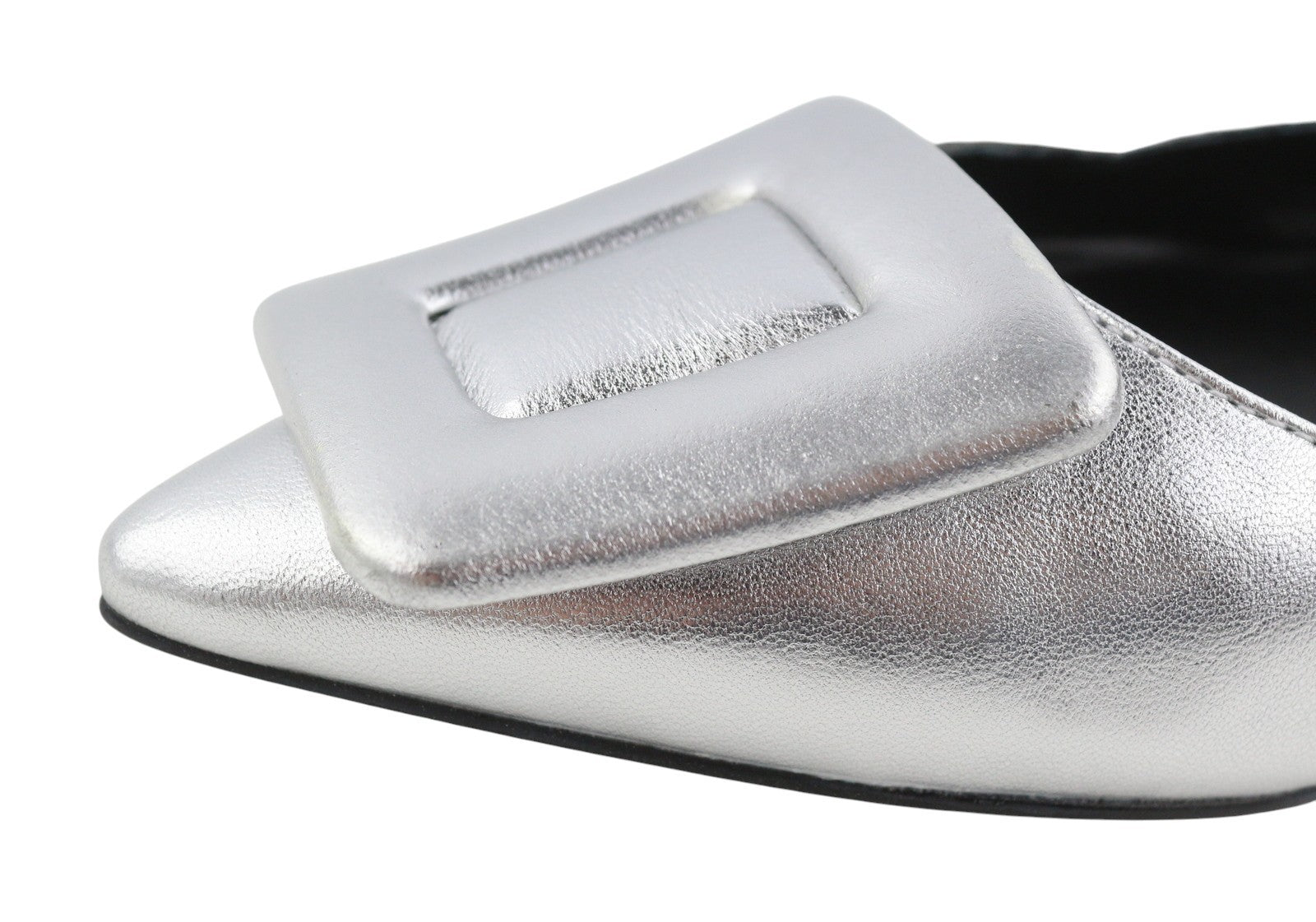 BIBI LOU Bochum Women Flats EU36 Silver Shiny Leather Pointed Ballerina RRP179