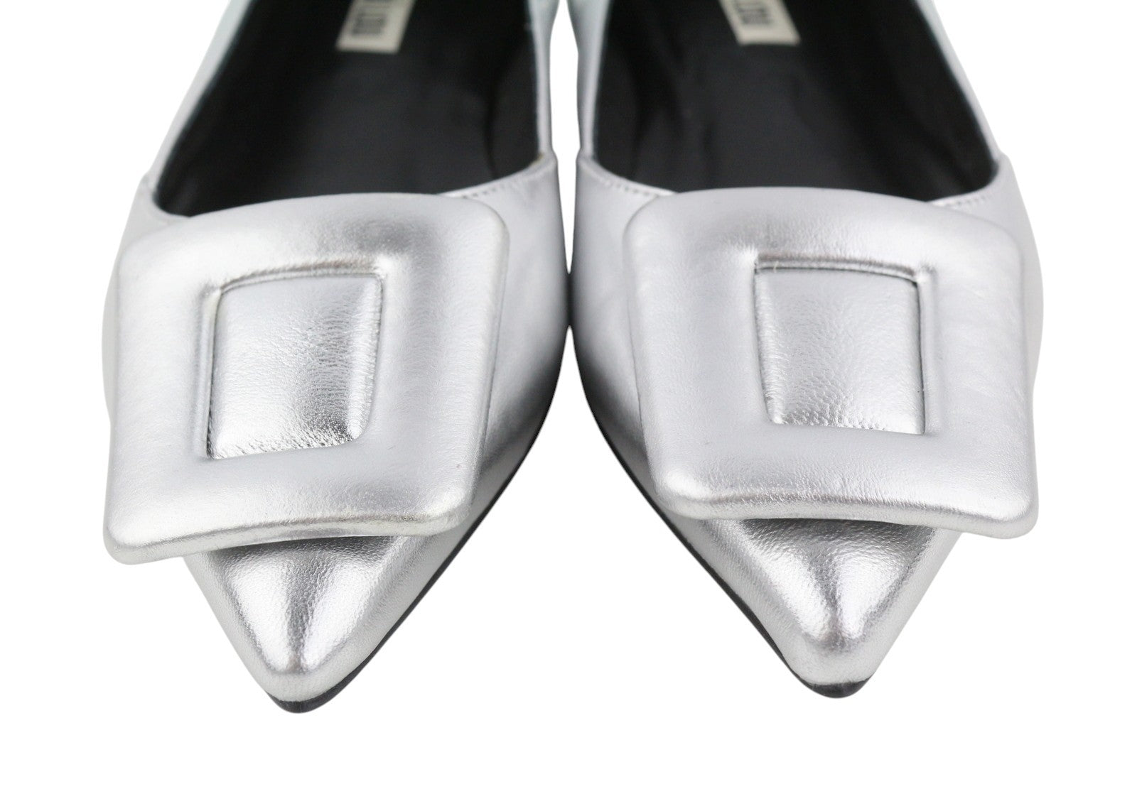 BIBI LOU Bochum Women Flats EU36 Silver Shiny Leather Pointed Ballerina RRP179