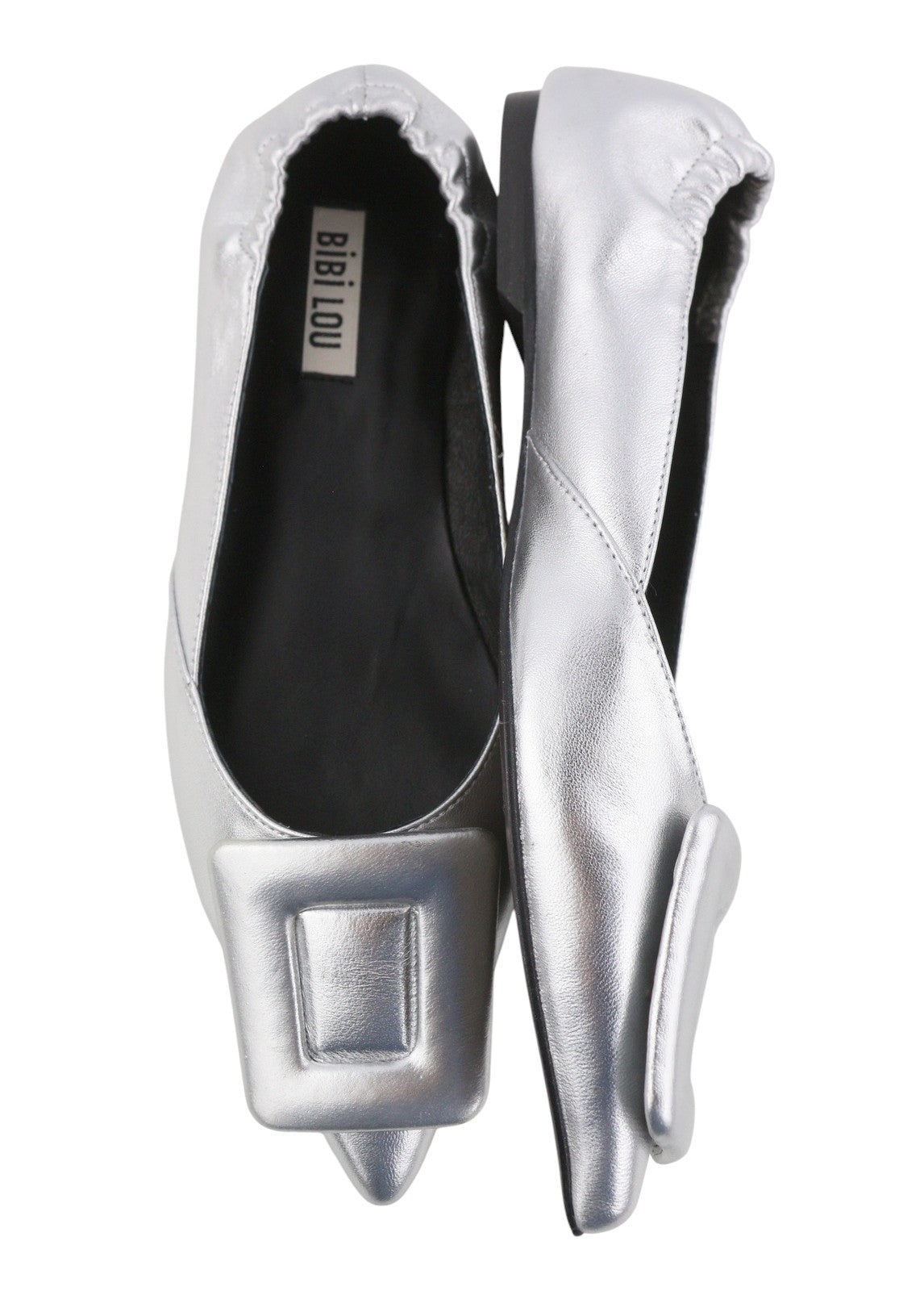BIBI LOU Bochum Women Flats EU36 Silver Shiny Leather Pointed Ballerina RRP179