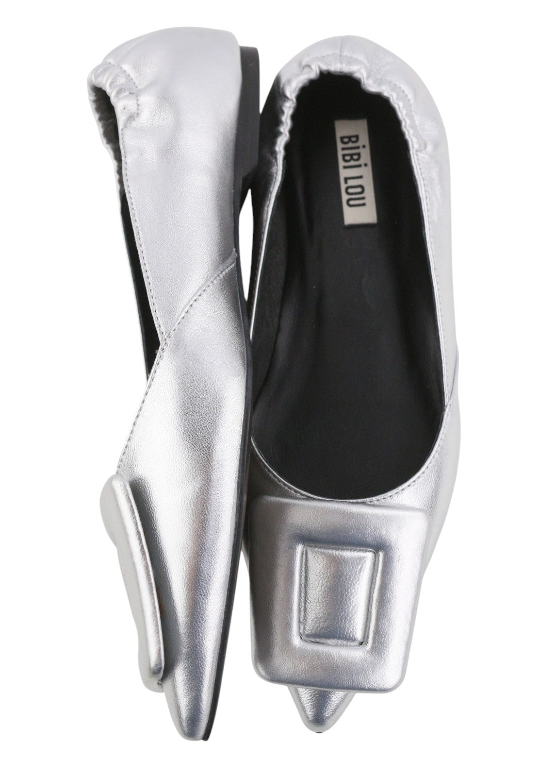 BIBI LOU Bochum Women Flats EU36 Silver Shiny Leather Pointed Ballerina RRP179