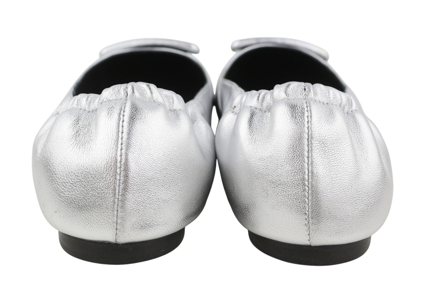 BIBI LOU Bochum Women Flats EU36 Silver Shiny Leather Pointed Ballerina RRP179