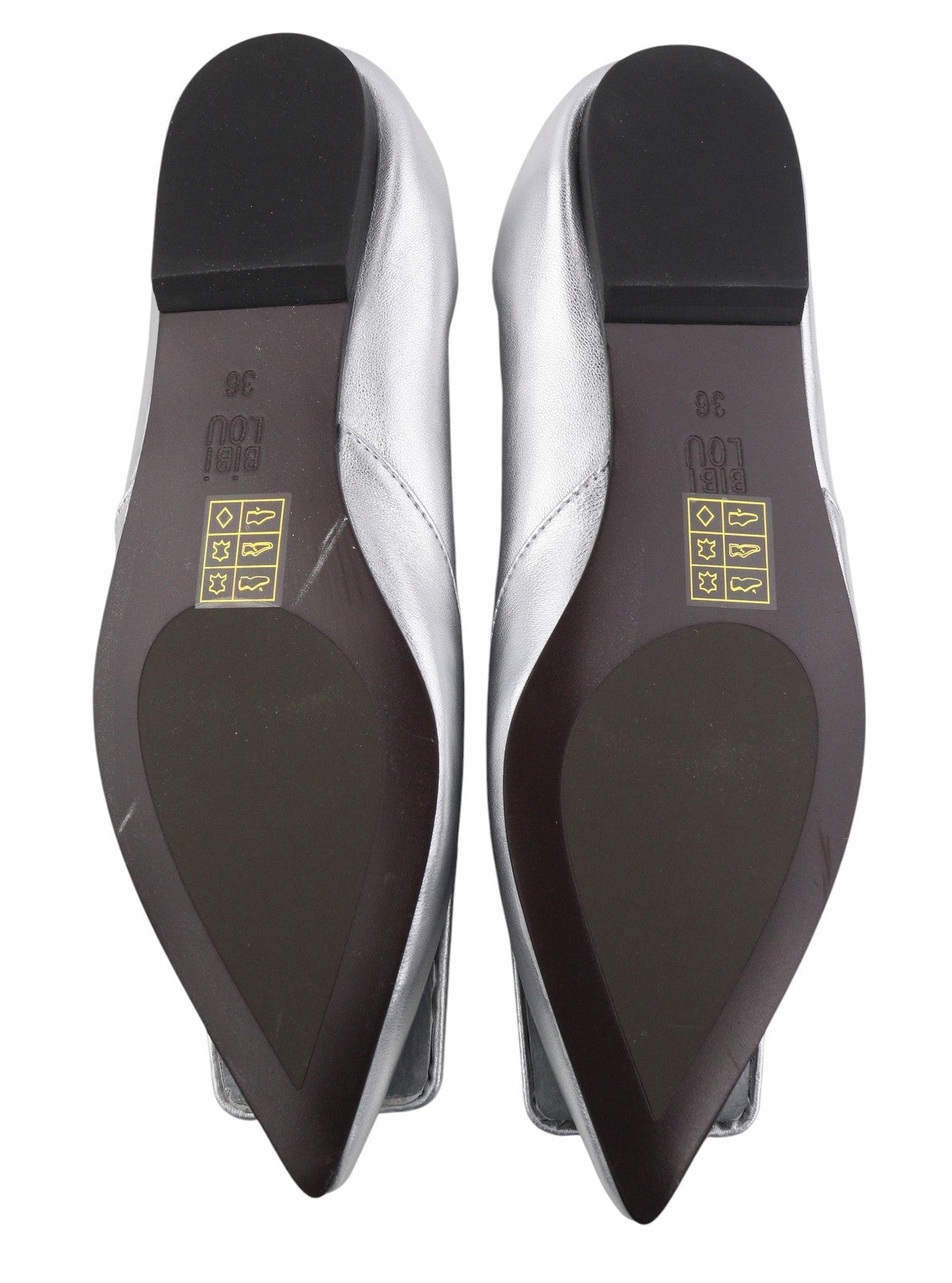 BIBI LOU Bochum Women Flats EU36 Silver Shiny Leather Pointed Ballerina RRP179