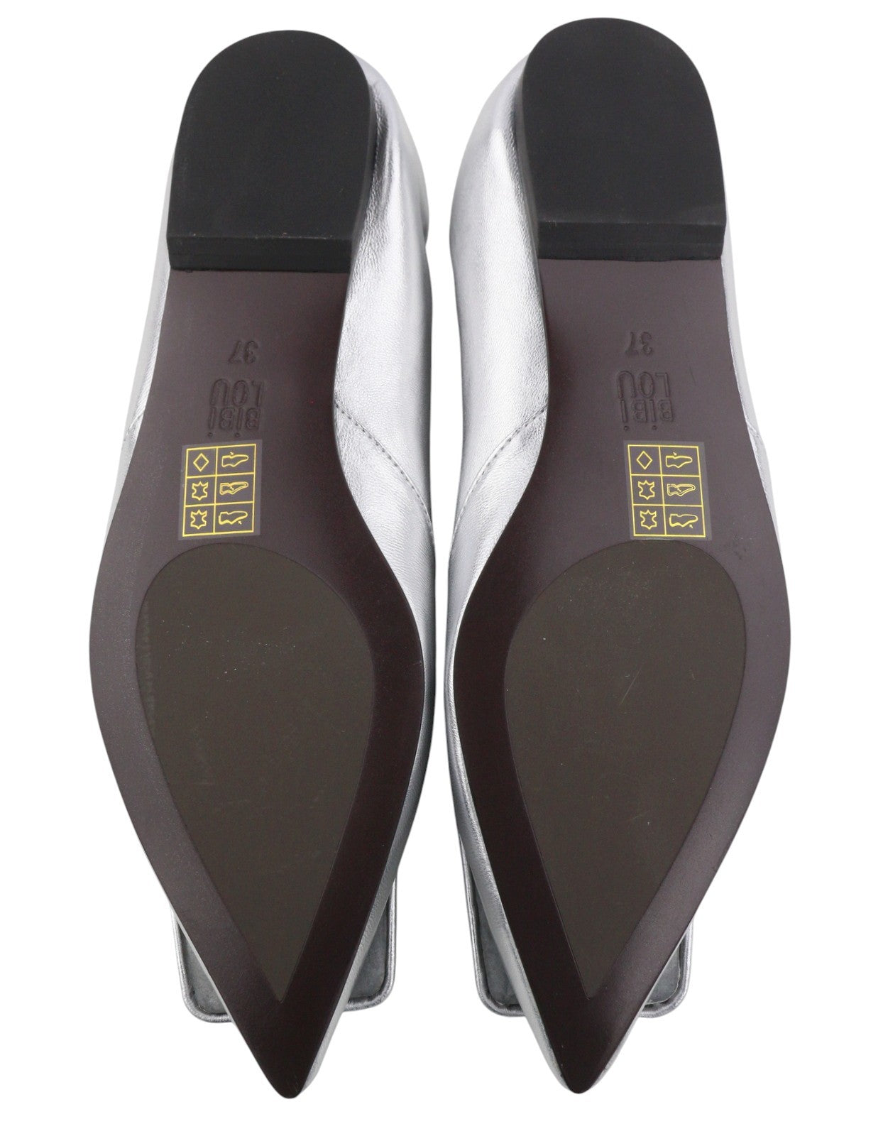 BIBI LOU Bochum Women Flats EU37 Silver Shiny Leather Pointed Ballerina RRP179