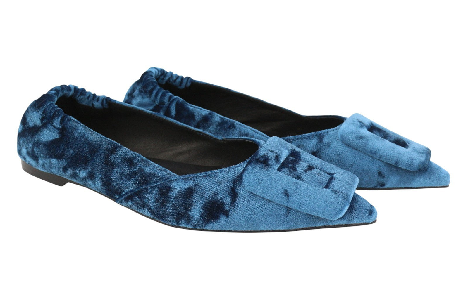BIBI LOU Bochum Women Flats EU38 Blue Velvet Covered Pointed Ballerina RRP179