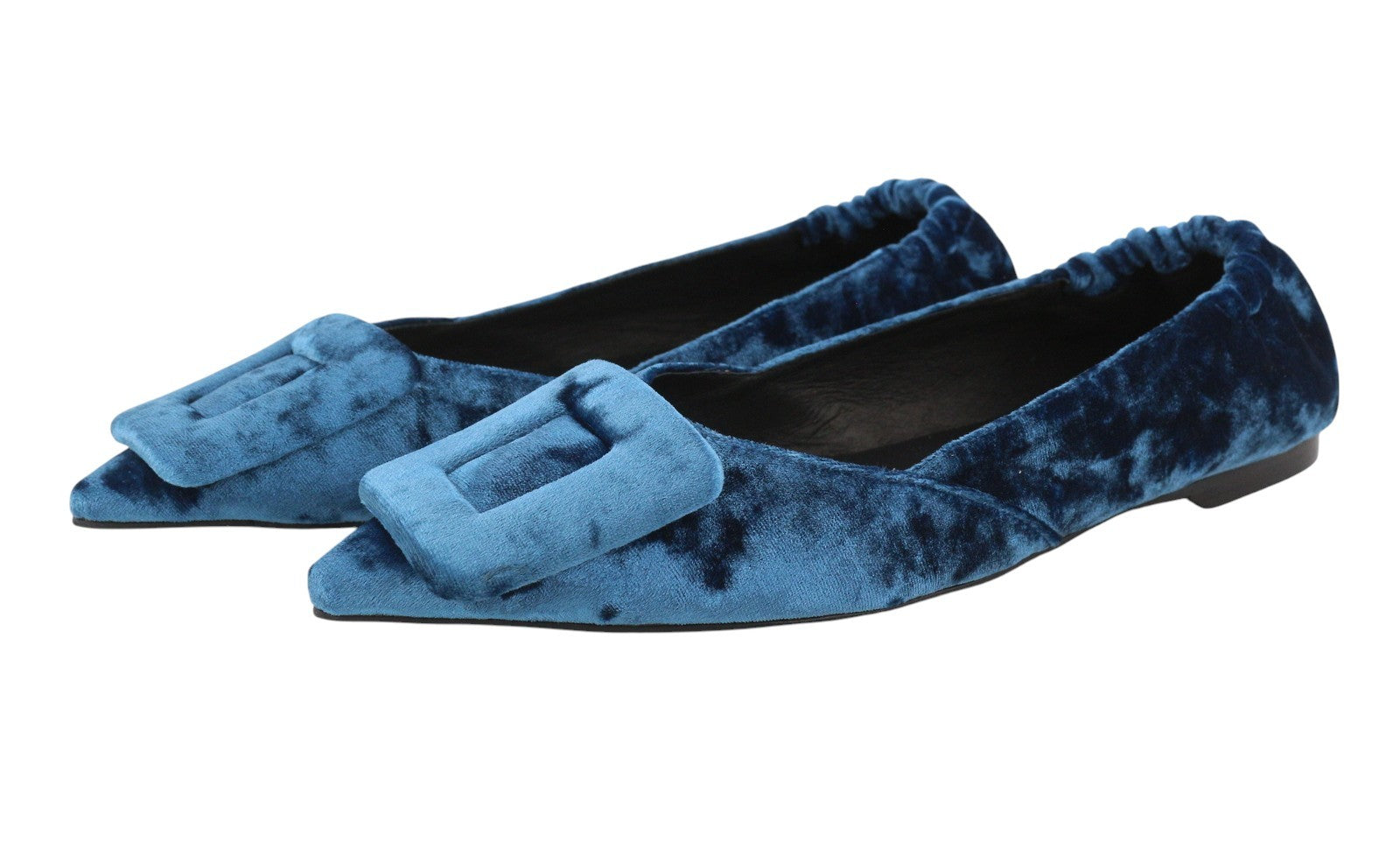 BIBI LOU Bochum Women Flats EU38 Blue Velvet Covered Pointed Ballerina RRP179