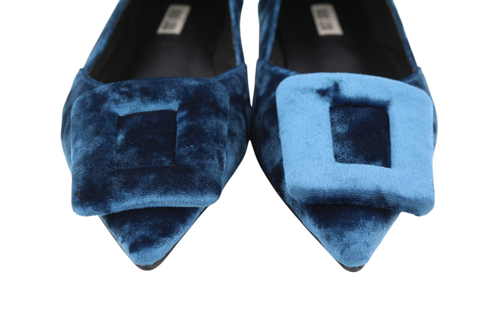 BIBI LOU Bochum Women Flats EU38 Blue Velvet Covered Pointed Ballerina RRP179