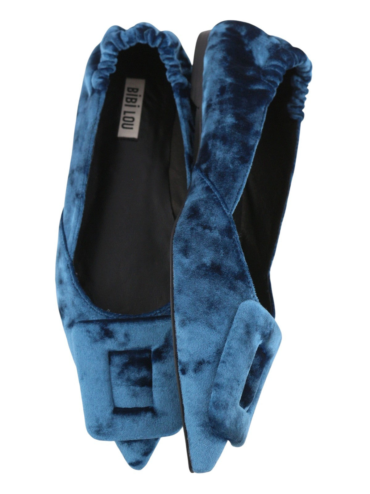 BIBI LOU Bochum Women Flats EU38 Blue Velvet Covered Pointed Ballerina RRP179