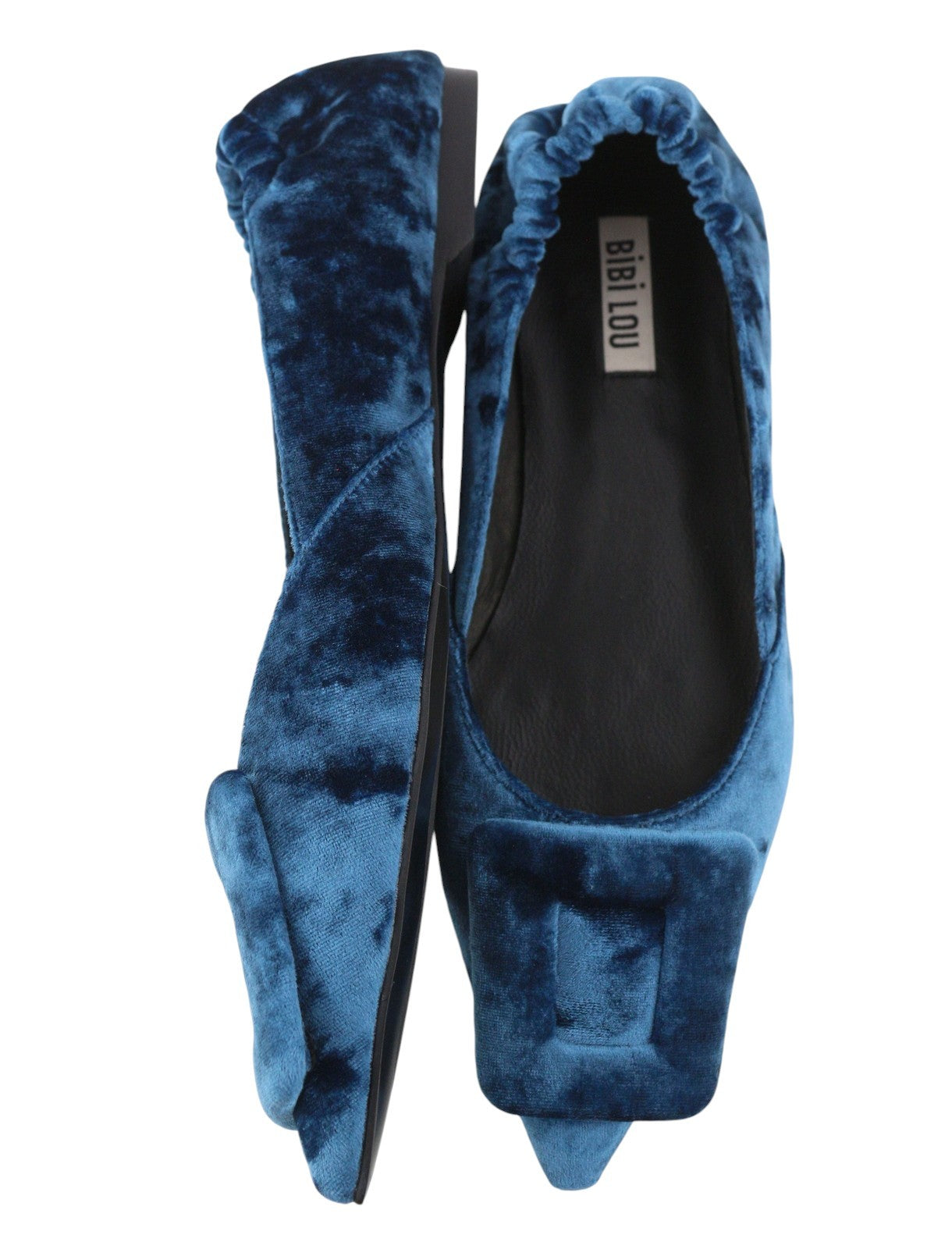 BIBI LOU Bochum Women Flats EU38 Blue Velvet Covered Pointed Ballerina RRP179