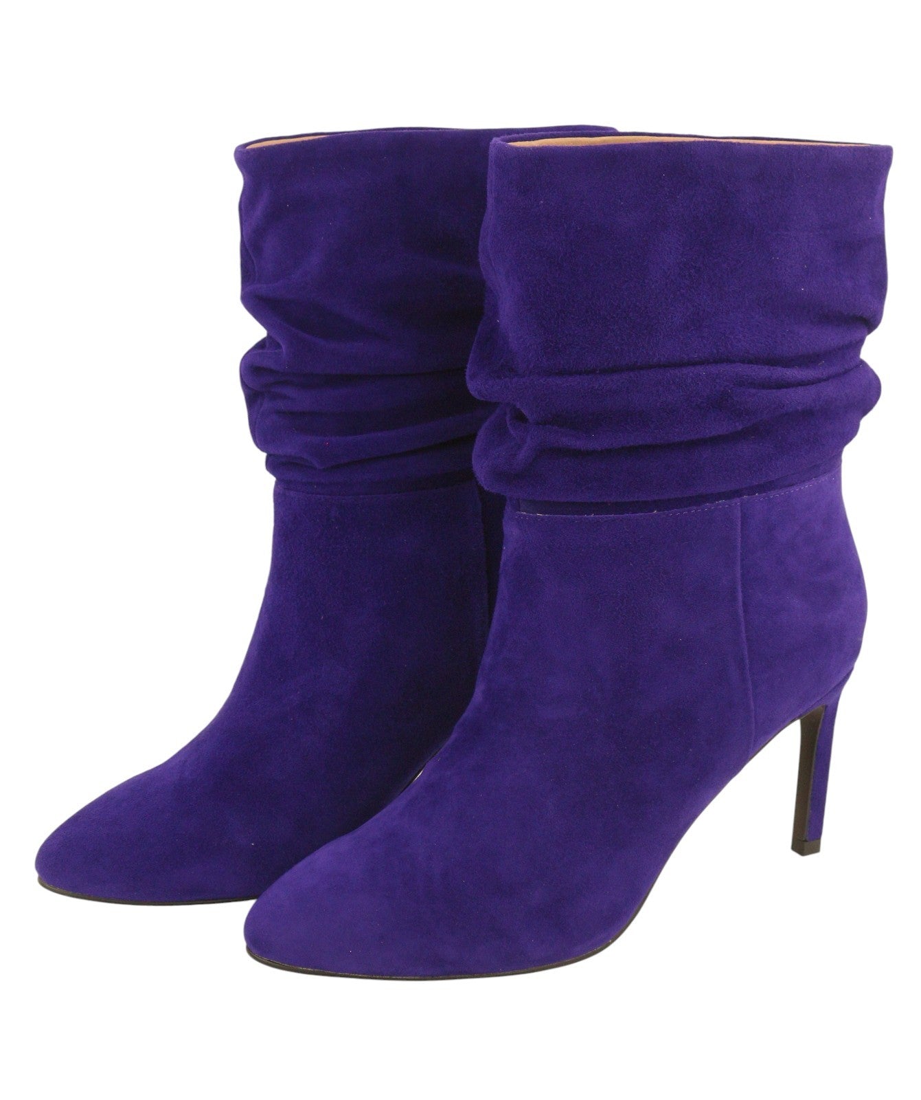 BIBI LOU Women Boots EU38 Blue Suede Leather Crinkled Effect Almond Toe Heels