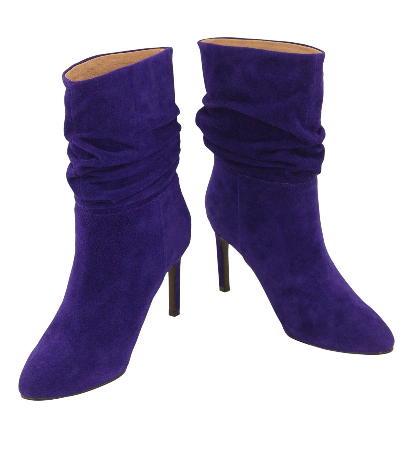 BIBI LOU Women Boots EU38 Blue Suede Leather Crinkled Effect Almond Toe Heels