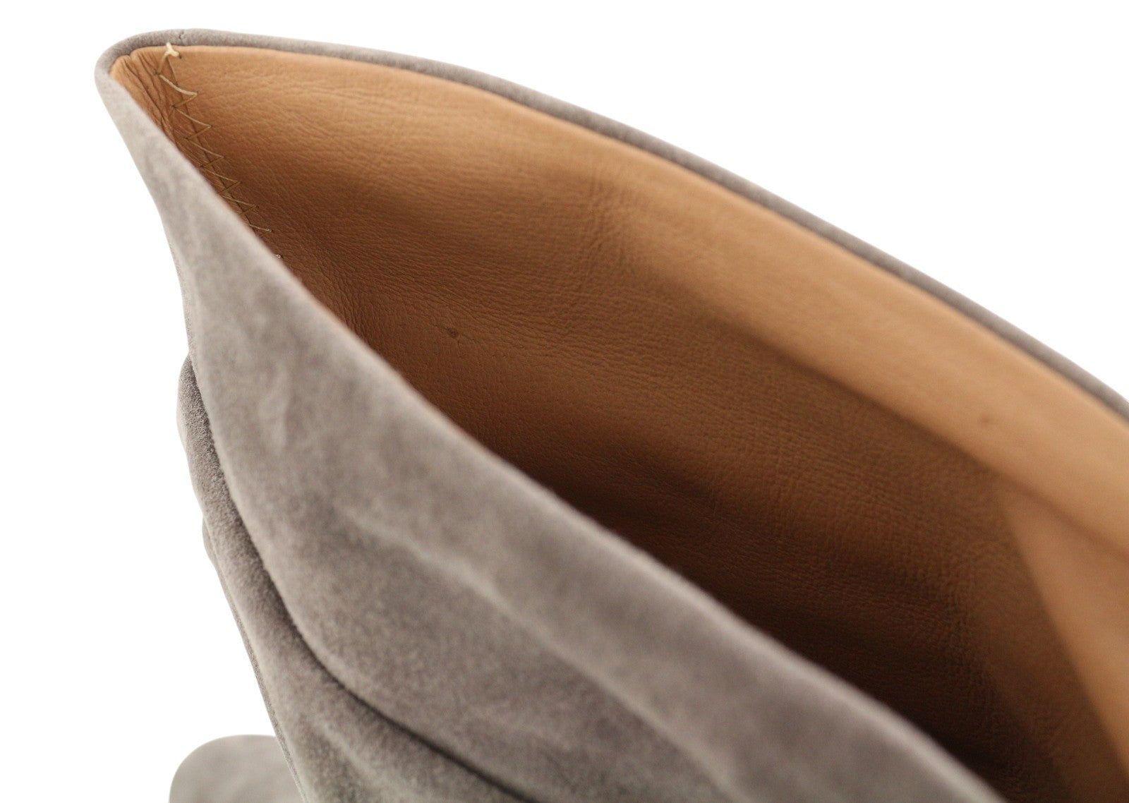 BIBI LOU Women Boots EU40 Grey Suede Leather Crinkled Effect Almond Toe Heels