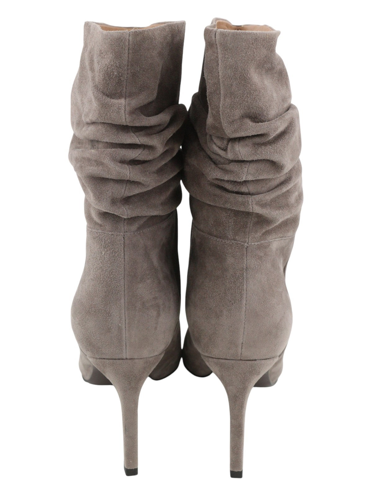 BIBI LOU Women Boots EU40 Grey Suede Leather Crinkled Effect Almond Toe Heels