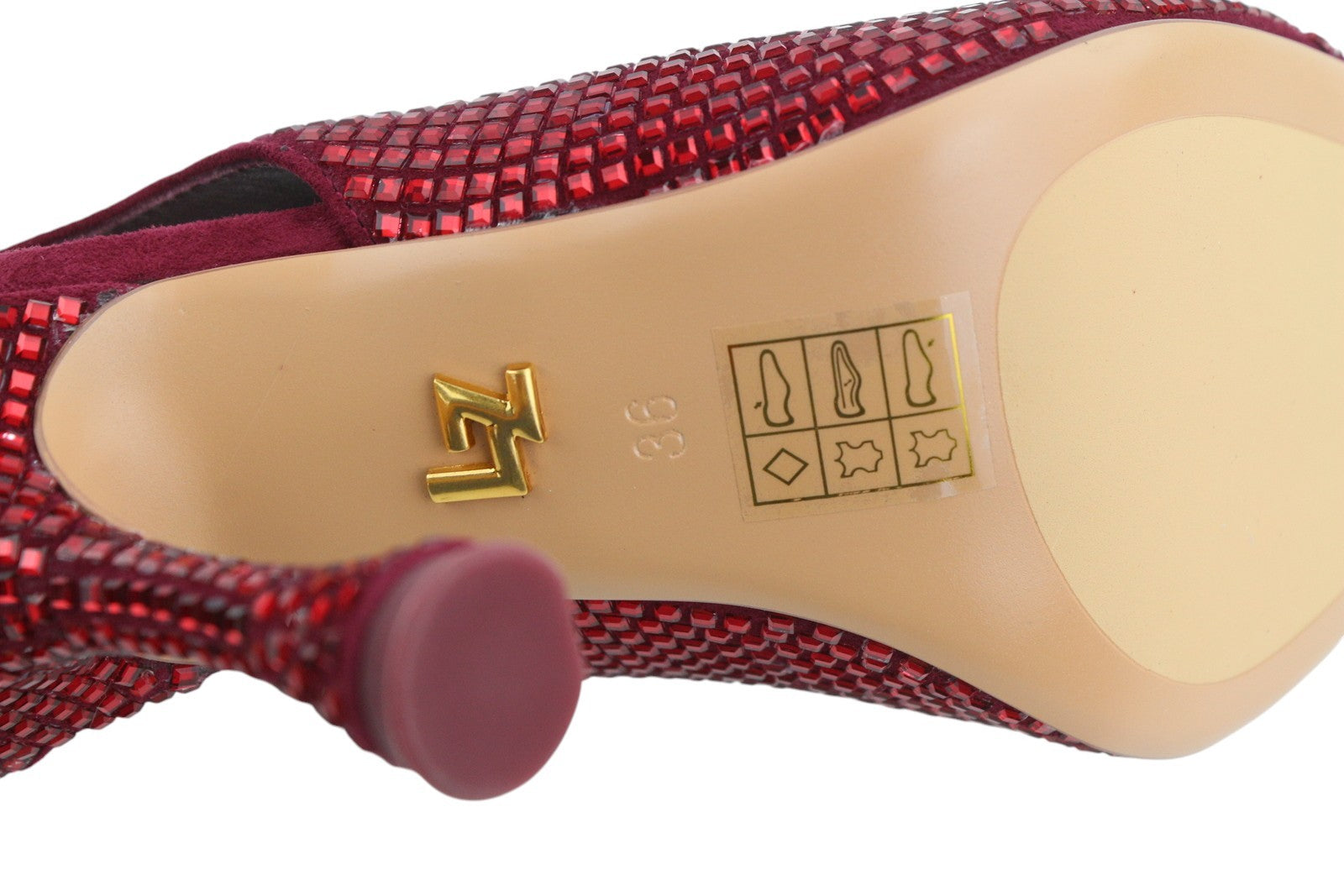 LOLA CRUZ Nowa Women Heels EU36 Red Leather Cristal Shiny Pointed Toe RRP235