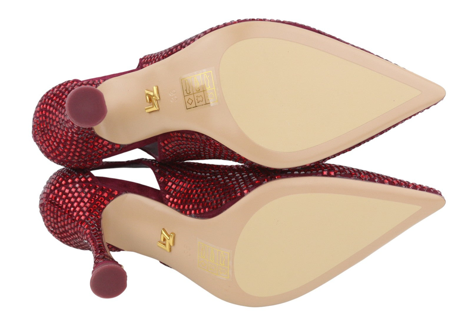 LOLA CRUZ Nowa Women Heels EU36 Red Leather Cristal Shiny Pointed Toe RRP235