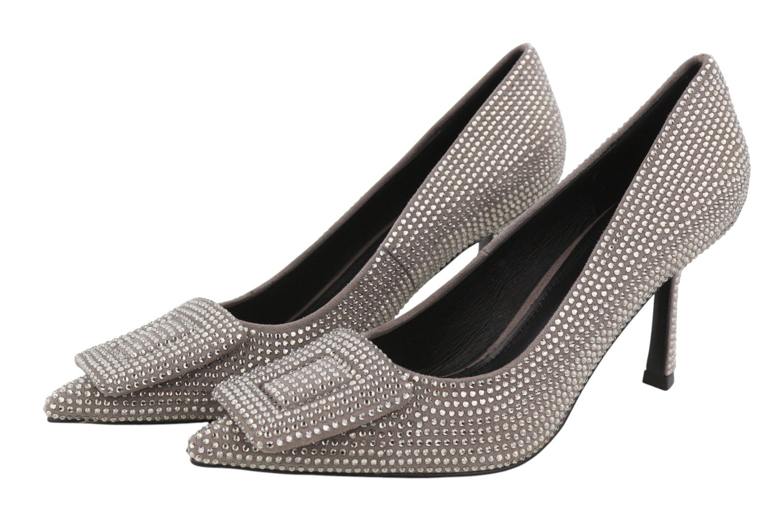 BIBI LOU Opole Women Heels EU38 Grey Shiny Glitter Rhinestones Pointed RRP149