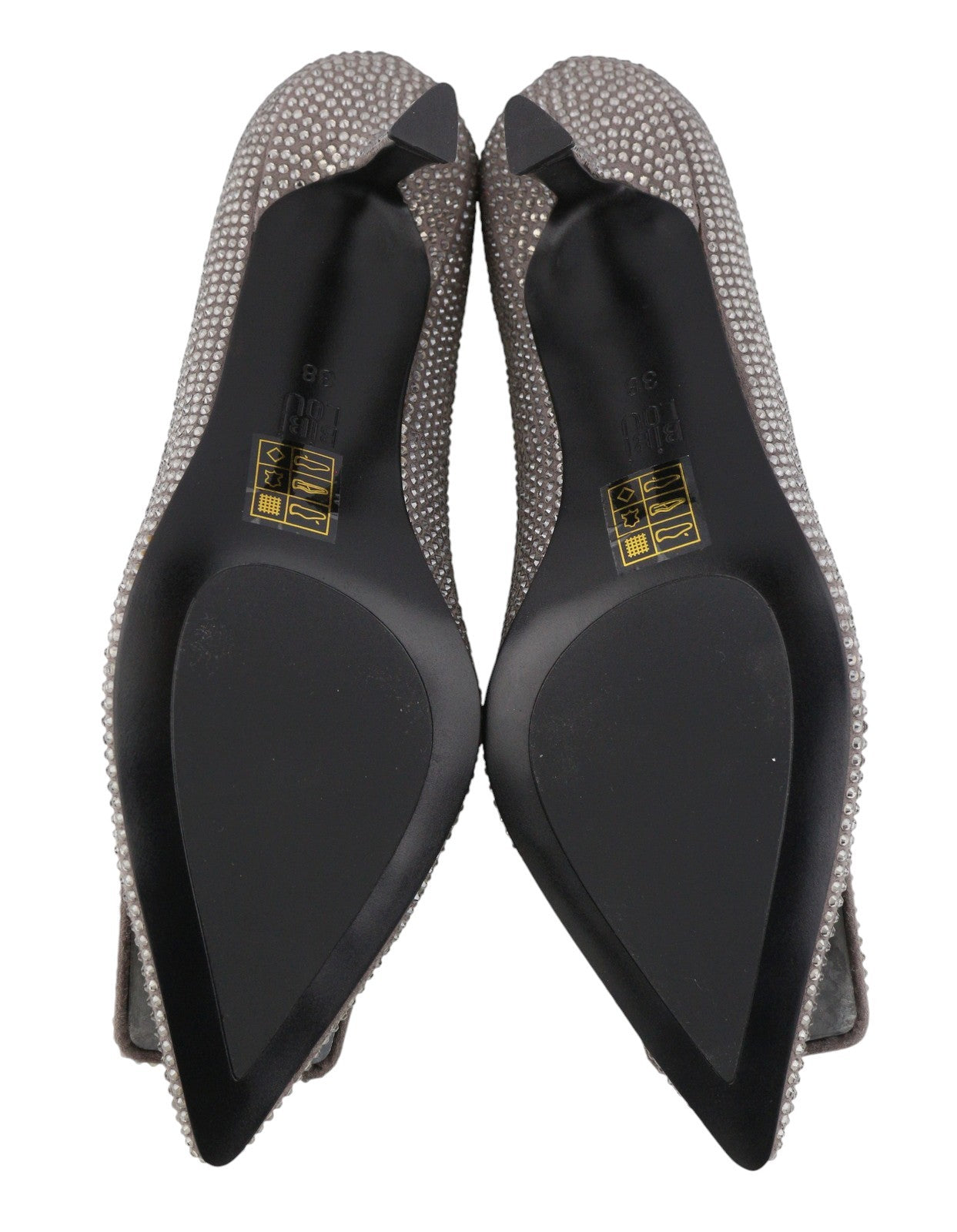 BIBI LOU Opole Women Heels EU38 Grey Shiny Glitter Rhinestones Pointed RRP149