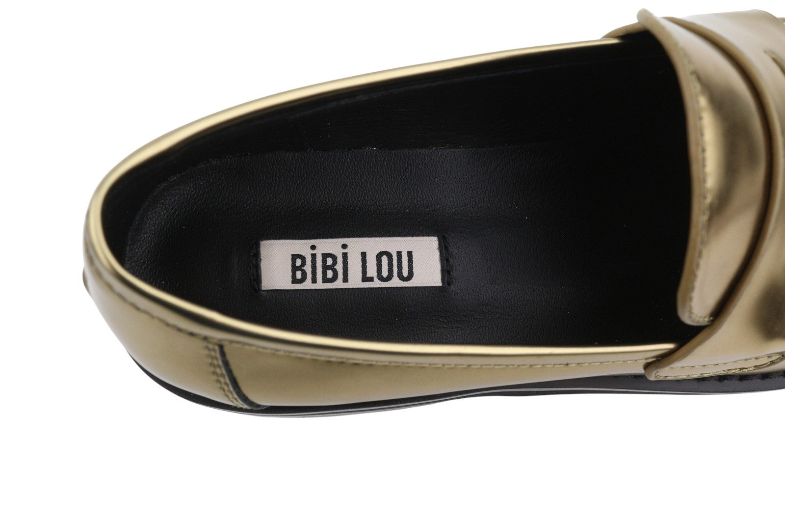 BIBI LOU Jaya Women Flats EU37 Shiny Gold Leather Chunky Slip On RRP199