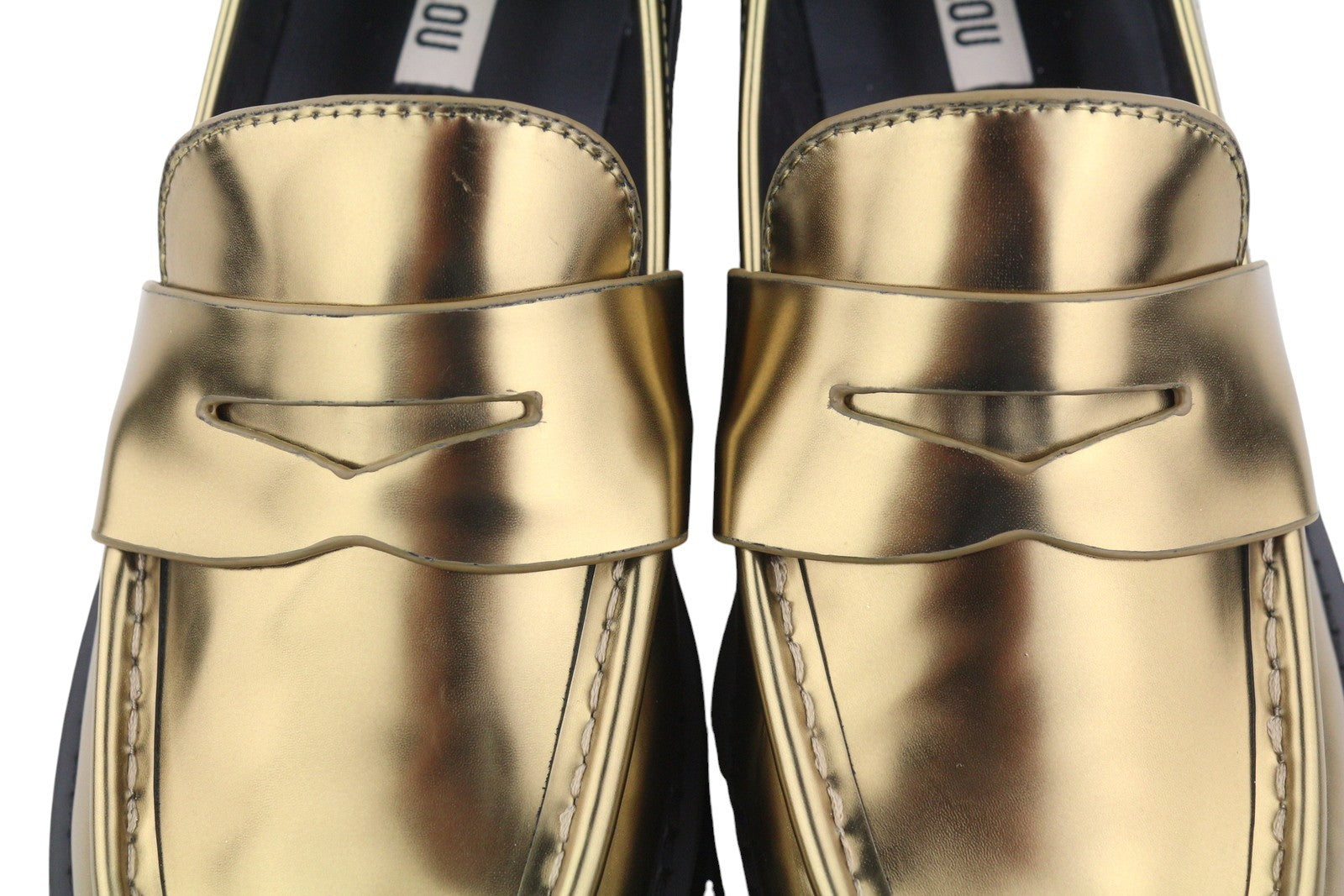 BIBI LOU Jaya Women Flats EU37 Shiny Gold Leather Chunky Slip On RRP199