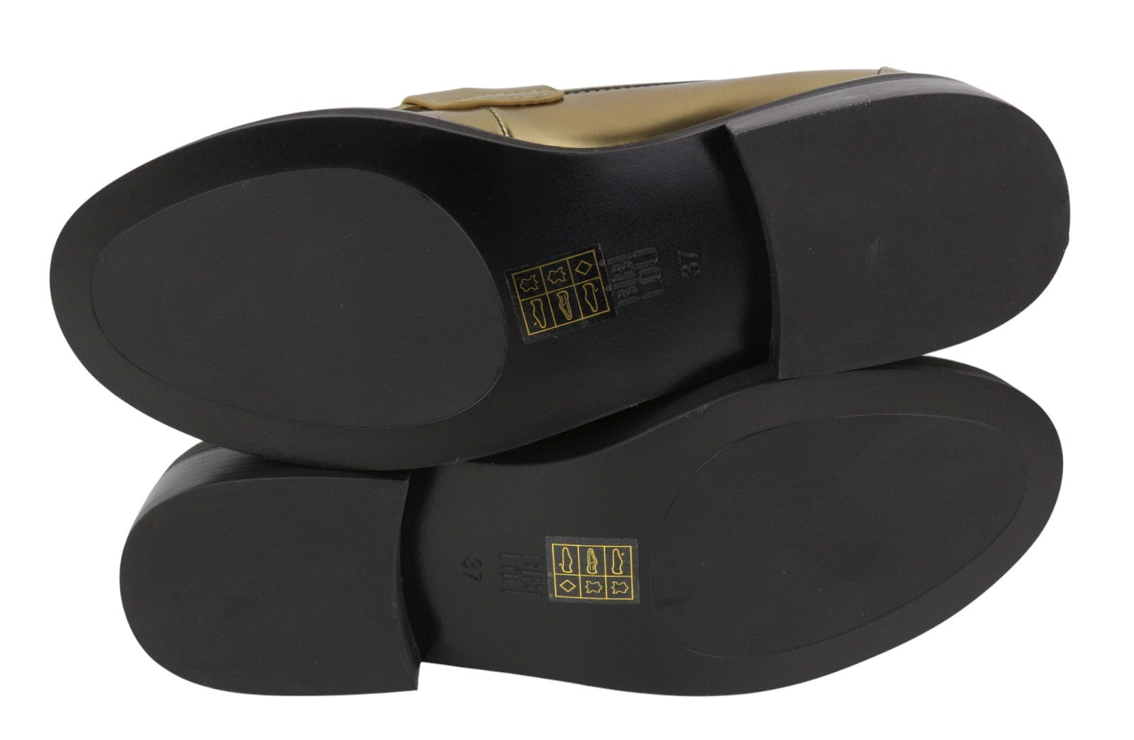 BIBI LOU Jaya Women Flats EU37 Shiny Gold Leather Chunky Slip On RRP199