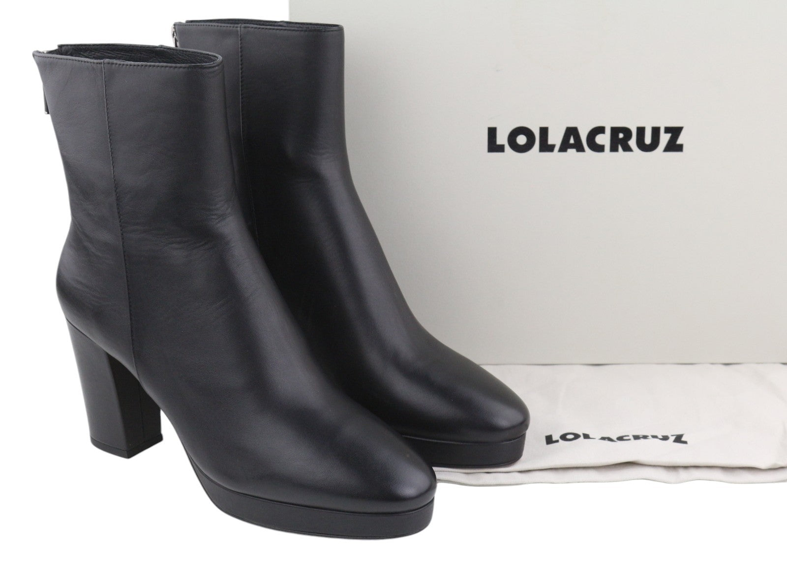 LOLA CRUZ Kaus Women Boots EU41 Black Leather Heeled Almond Toe Zipper