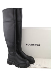 LOLA CRUZ Amalia Women Boots EU37 Black Leather Chunky Lug Rubber Zipper RRP349