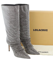 LOLA CRUZ Lievin Women Heels EU40 Grey Leather Glitter Shiny Crinkled RRP425