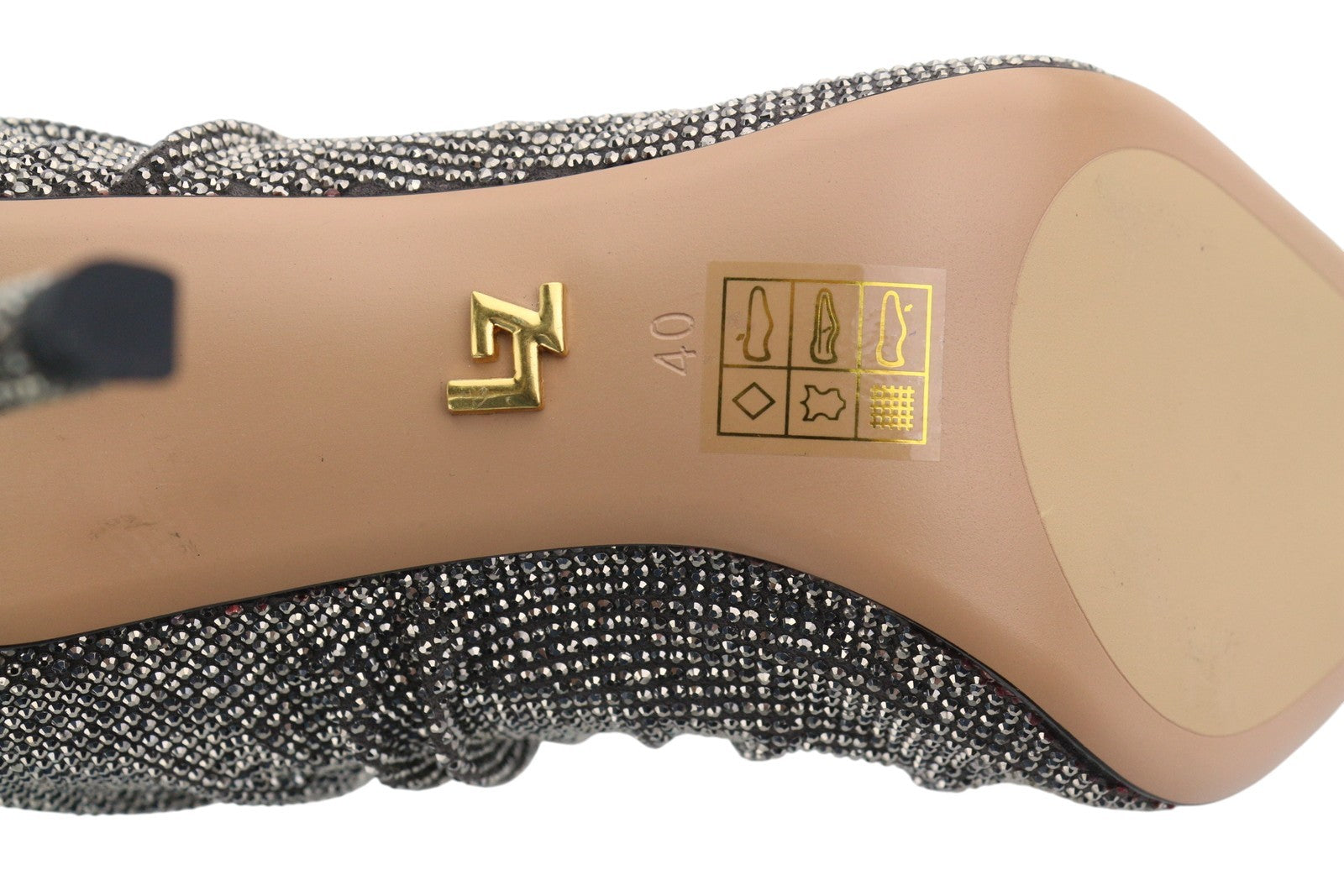 LOLA CRUZ Lievin Women Heels EU40 Grey Leather Glitter Shiny Crinkled RRP425