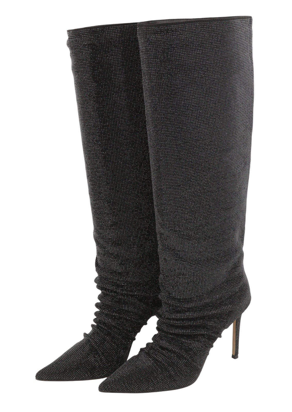 LOLA CRUZ Lievin Women Heels EU37 Black Leather Glitter Shiny Crinkled RRP425