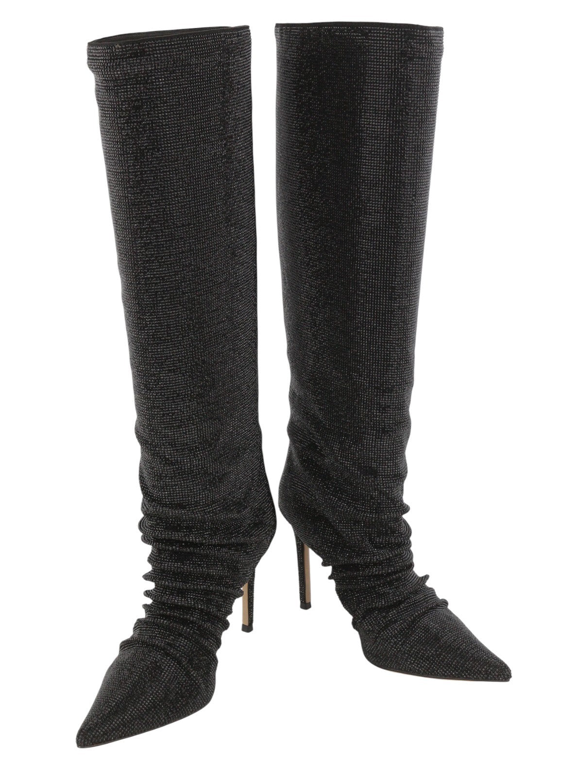 LOLA CRUZ Lievin Women Heels EU37 Black Leather Glitter Shiny Crinkled RRP425