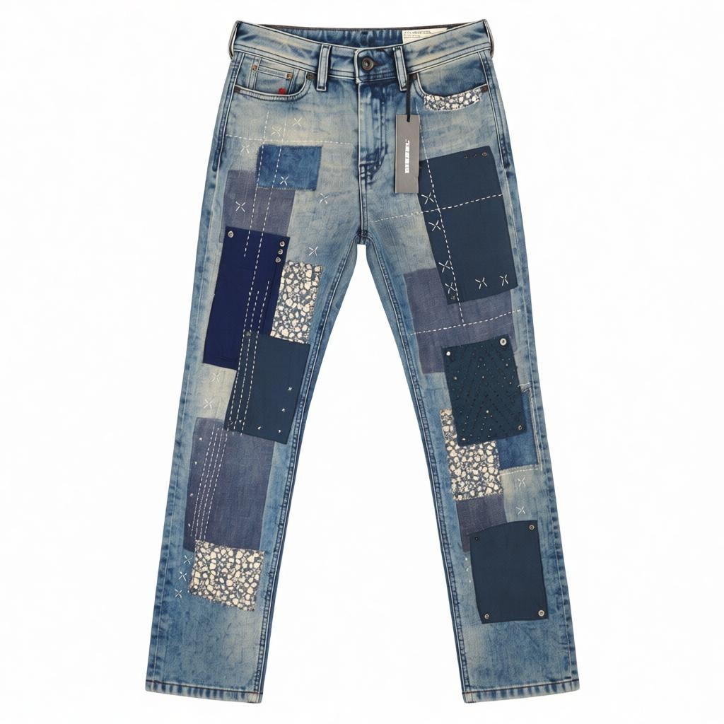 DIESEL Reen 0855T Women's Jeans W26/L30 Straight Cut Patches Limited Edition