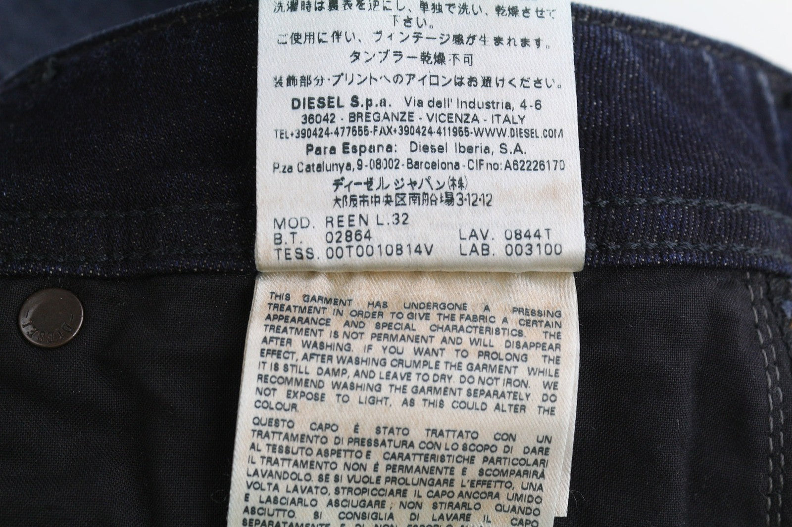 DIESEL D.N.A. Reen 0844T Women's Jeans W23/L32 Straight Regular Blue RRP200