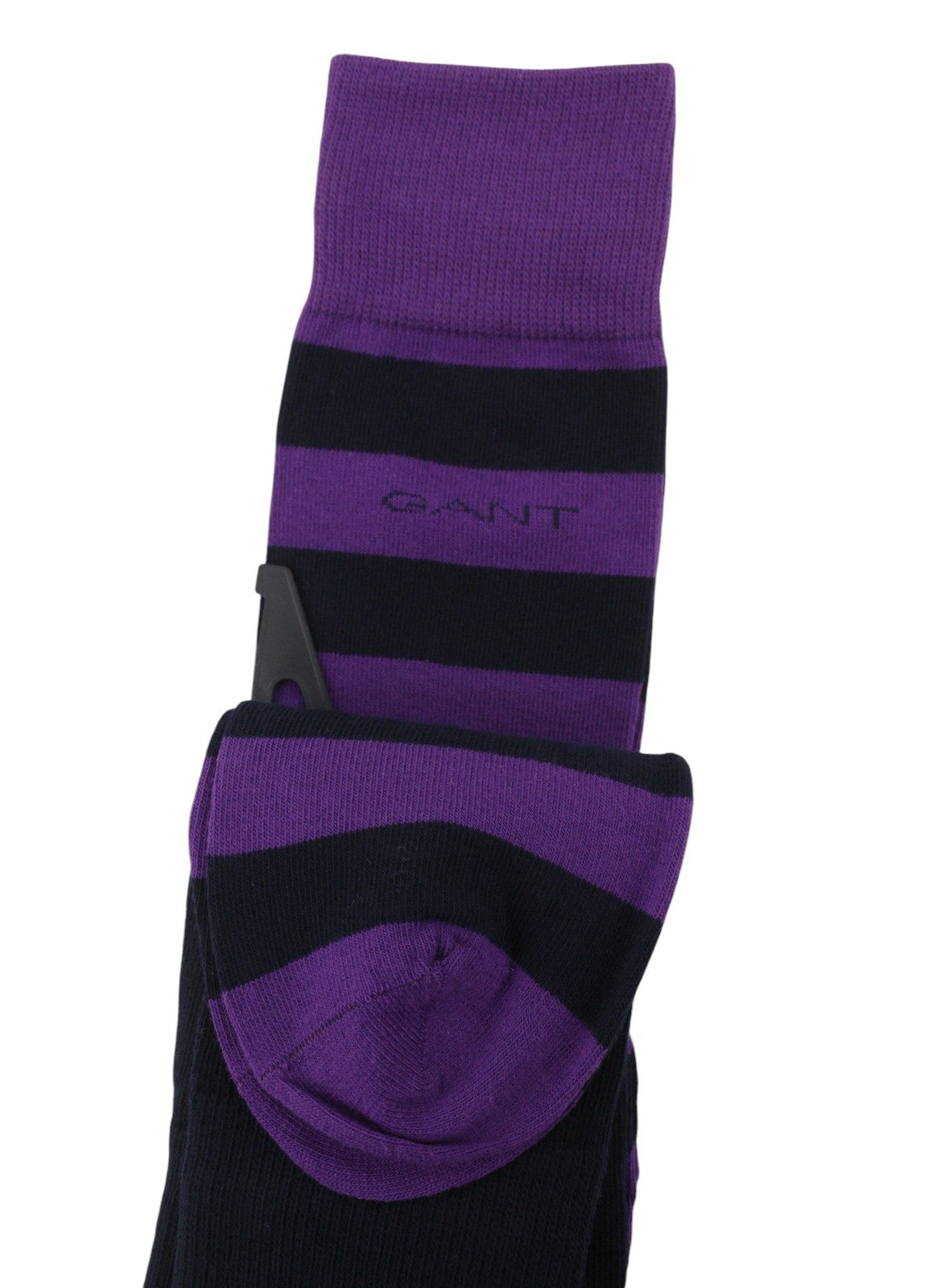 GANT Barstripe And Solid 2-Pack Men Socks OS Imperial Purple Knit Stretch Unisex