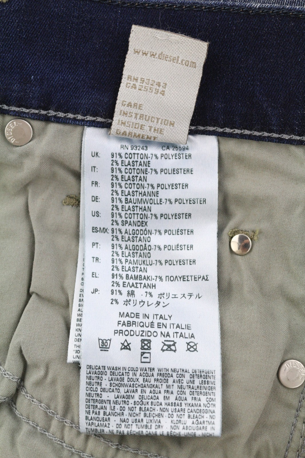 DIESEL Grupee 0838T Women's Jeans W24/L32 Super Slim Skinny Stretch Low Waist