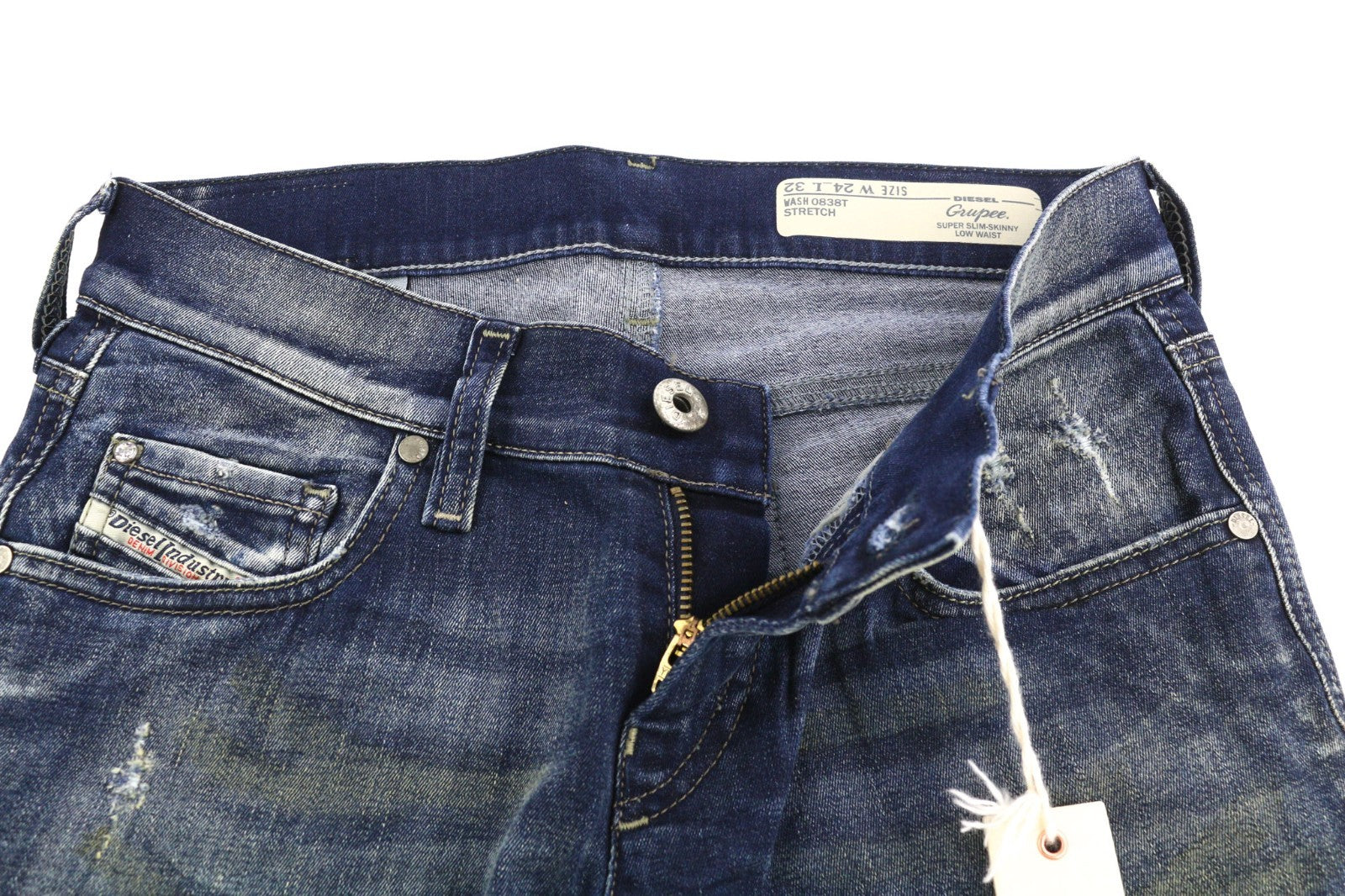 DIESEL Grupee 0838T Women's Jeans W24/L32 Super Slim Skinny Stretch Low Waist