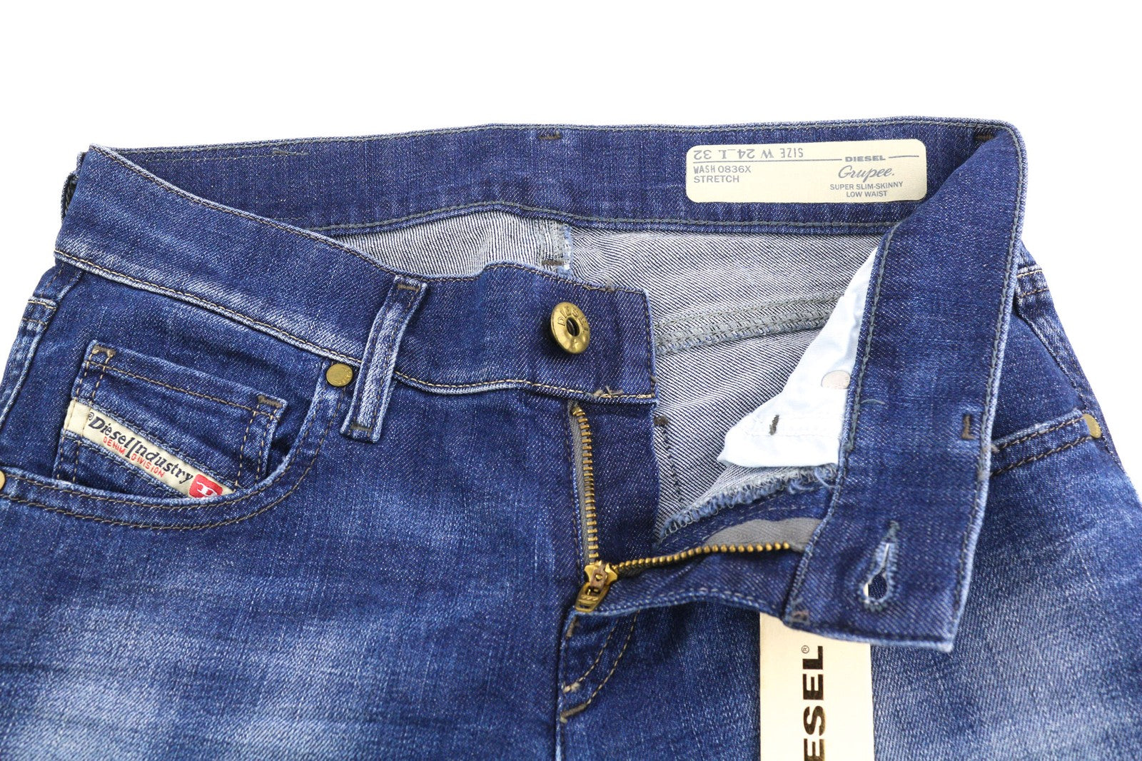 DIESEL Grupee 0836X Women's Jeans W24/L32 Super Slim Skinny Low Waist Stretch