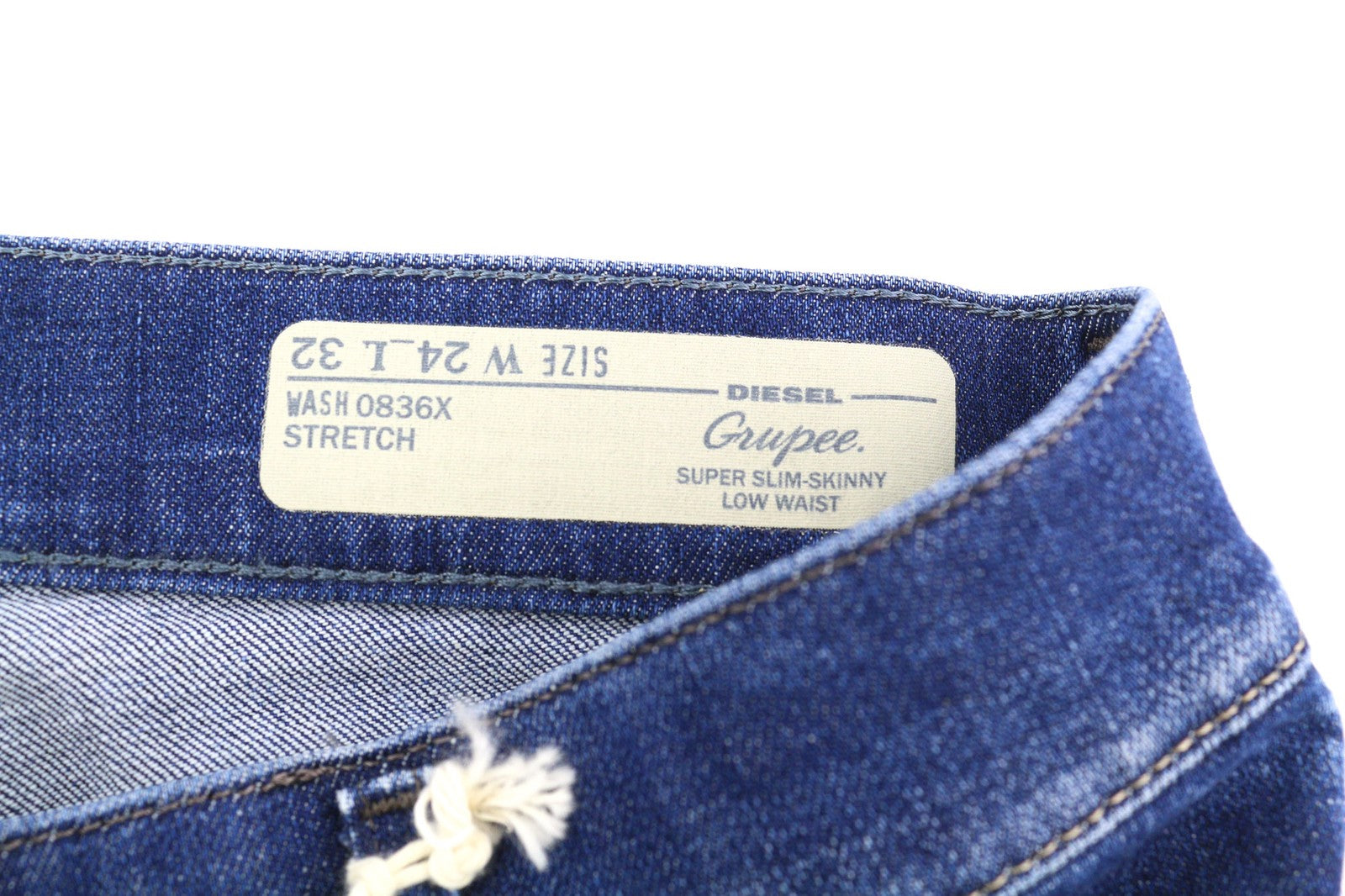 DIESEL Grupee 0836X Women's Jeans W24/L32 Super Slim Skinny Low Waist Stretch