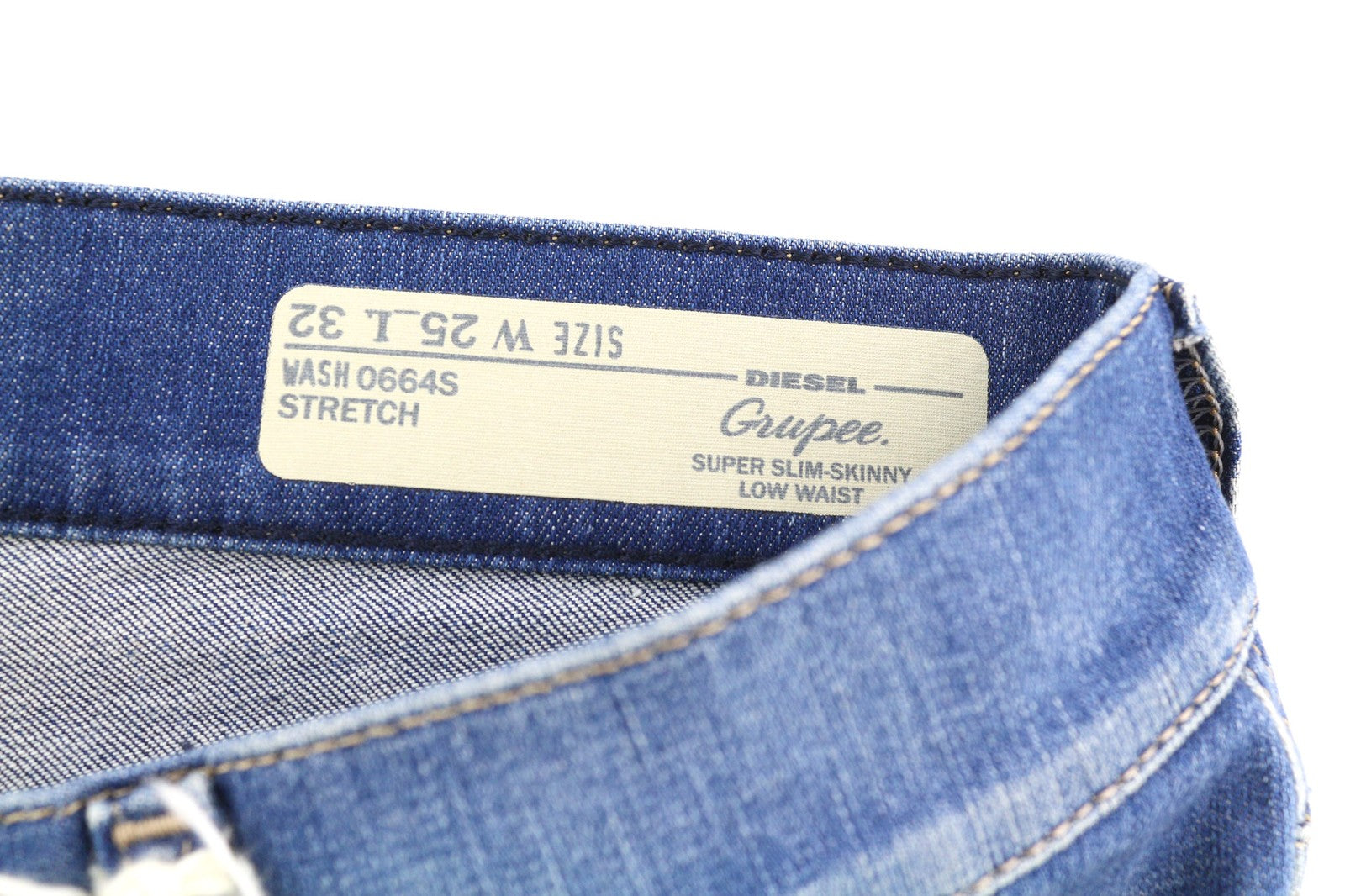 DIESEL Grupee 0664S Women's Jeans W25/L32 Super Slim Skinny Stretch Low Waist