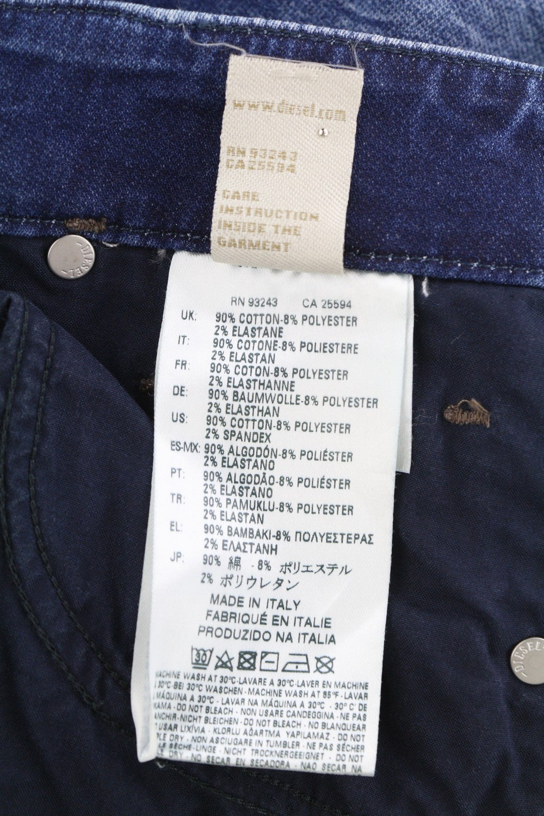 DIESEL Grupee-S-Ne 0685I Women's Jeans W23 Jogg Ripped Skinny Fit Washed Blue