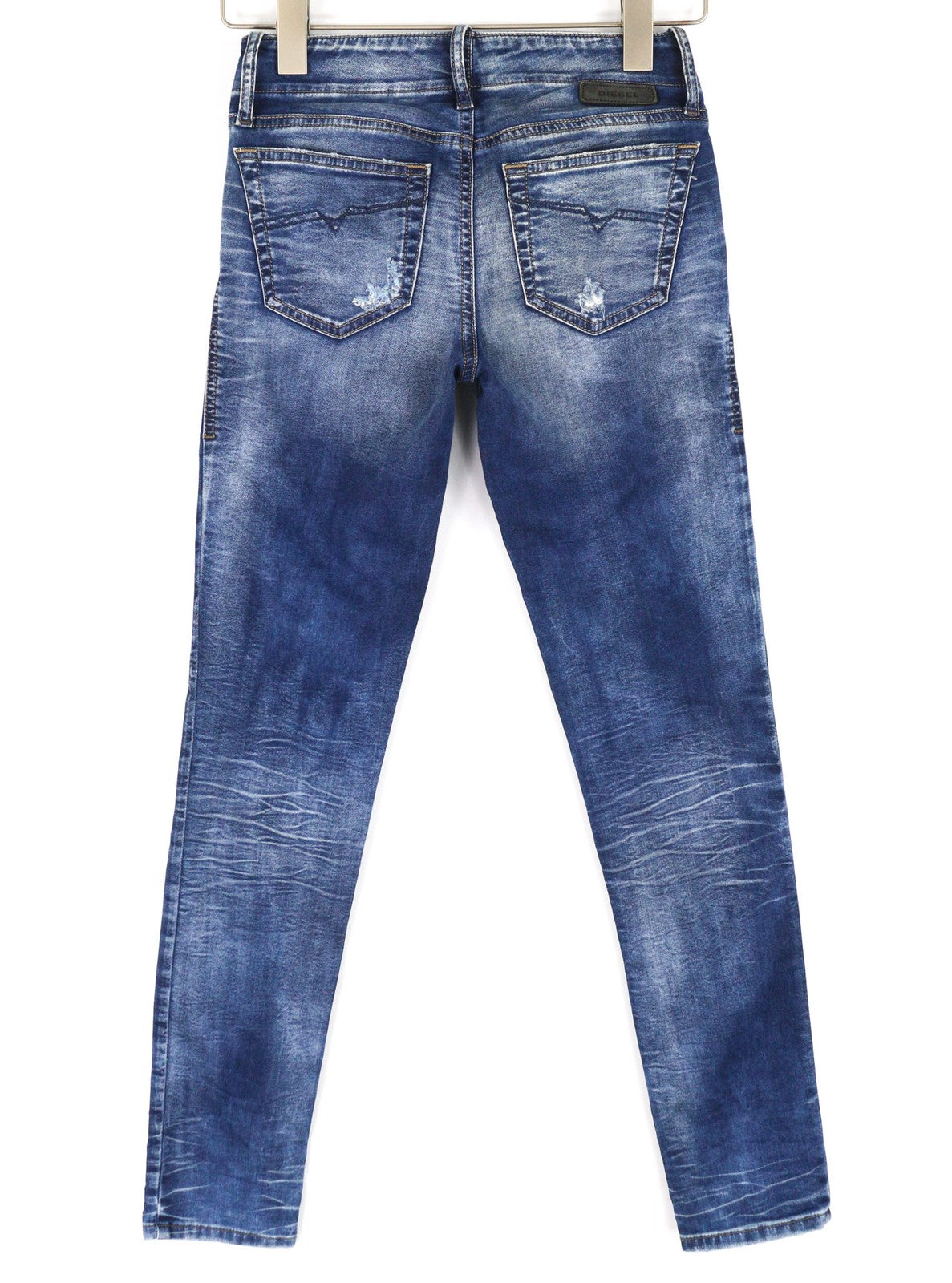 DIESEL Grupee-S-Ne 0685I Women's Jeans W23 Jogg Ripped Skinny Fit Washed Blue